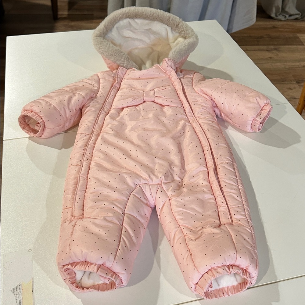 Mayoral Pink Quilted Hooded Baby One-Piece Snowsuit